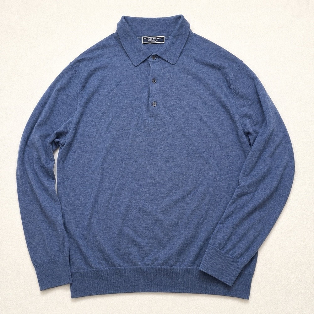 Charles Tyrwhitt 100% Merino Wool Long Sleeve Polo Sweater XXXL Blue